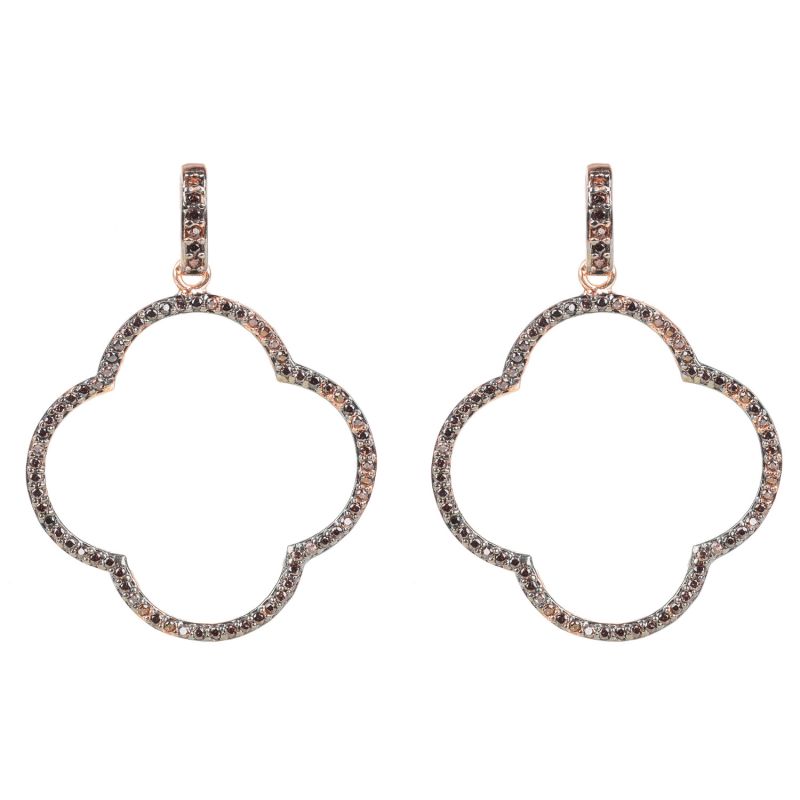 Open Clover Large Drop Earrings Chocolate Rosegold image