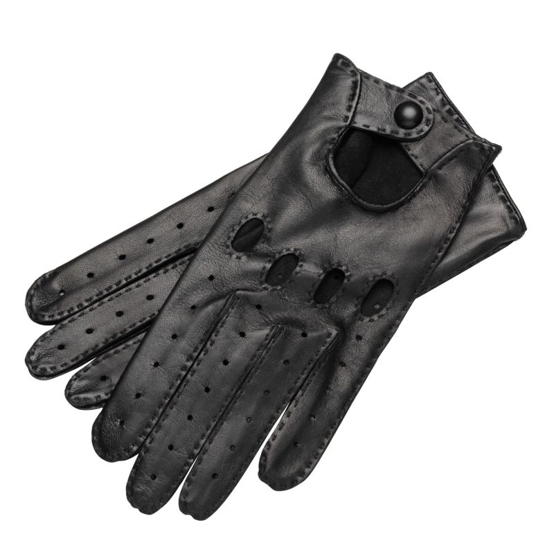 Rome Men's Handsewn Lambskin Driving Gloves In Black 1861 Glove