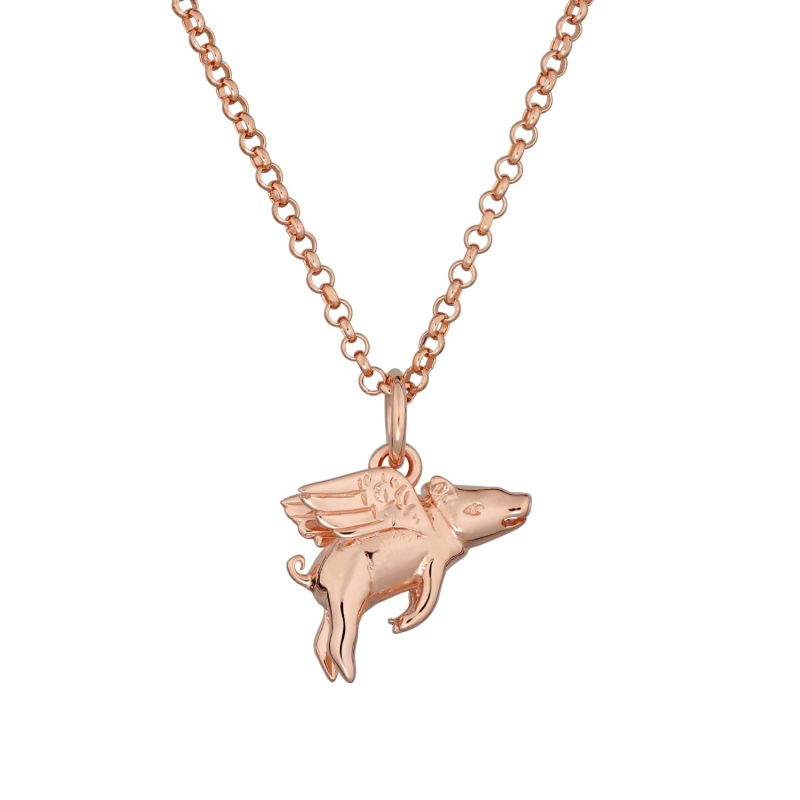 Rose Gold Flying Pig Necklace image