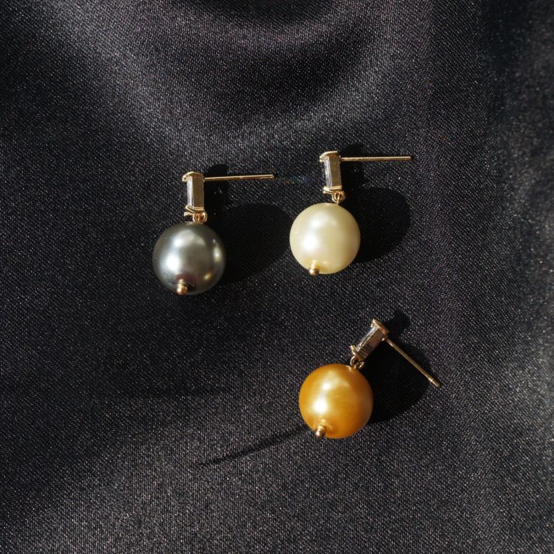 In My Orbit Crystal & Pearl Drop Earrings - Gold image