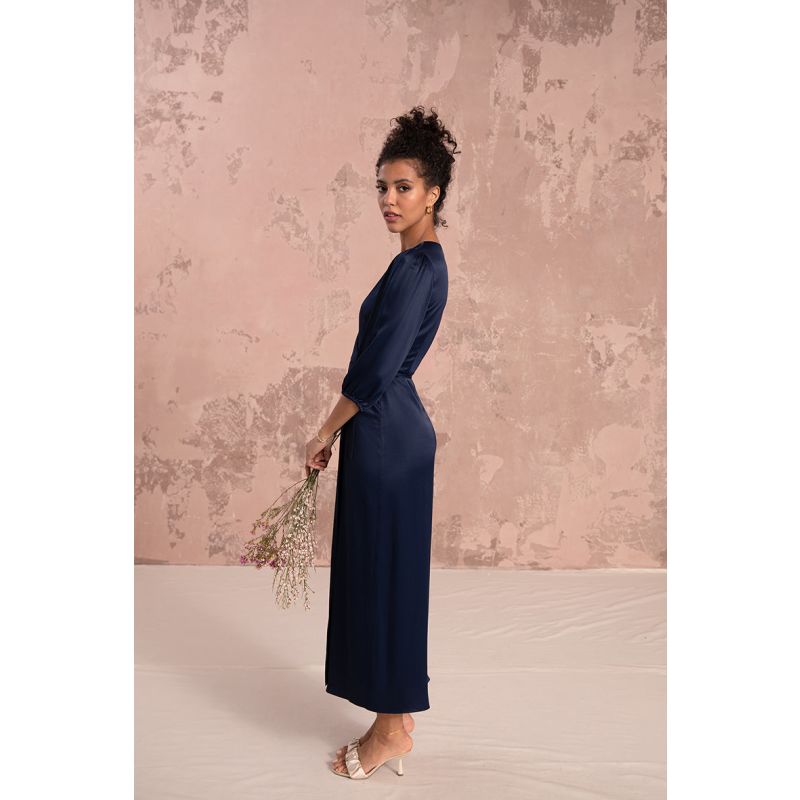 Rae Midi Wrap Dress In Midnight Blue image