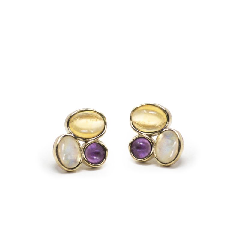 Cosmo 18Kt Gold-Plated Multicolor Stud Earrings image