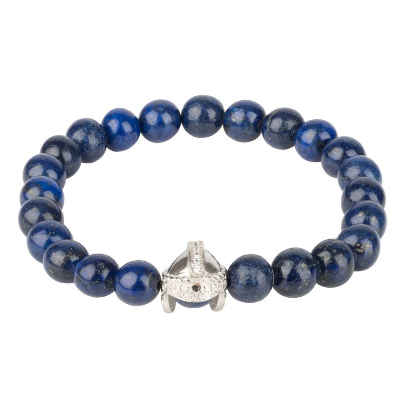 Roman Spartan Warrior Gemstone Bracelet Lapis Lazuli Silver image