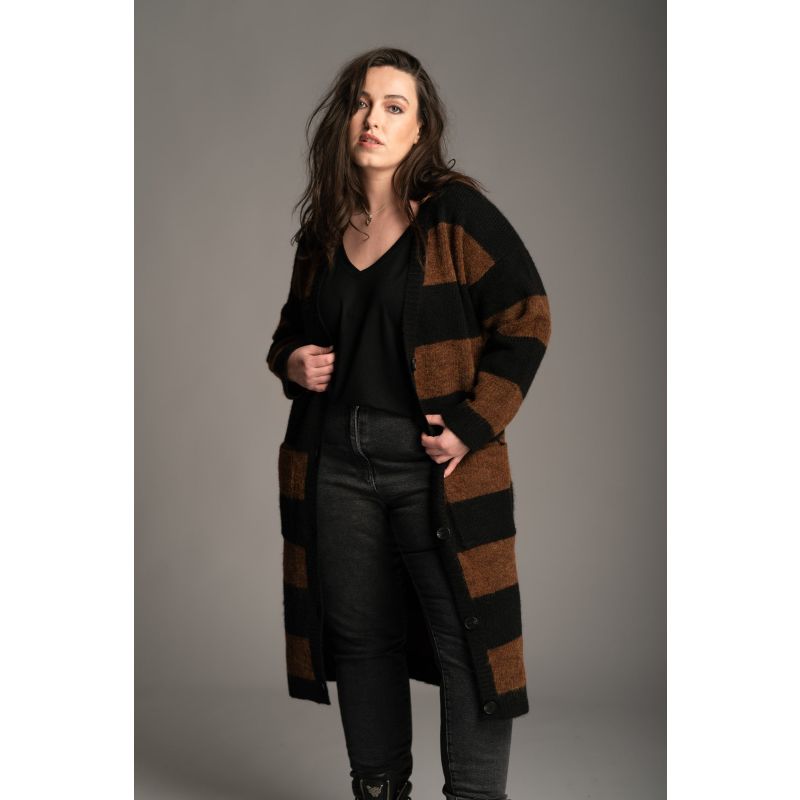 Kurt Tobacco Striped Cardigan image