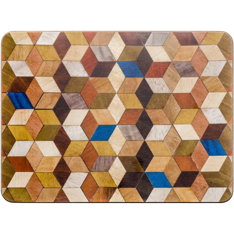 Four Placemats Set. Heat Resistant Melamine Coating. Warm Earthy Colours From The Leo Range. U K