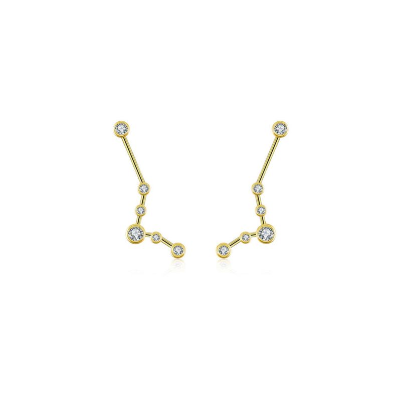 Pisces Zodiac Constellation Earring 18K Yellow Gold & Diamond image