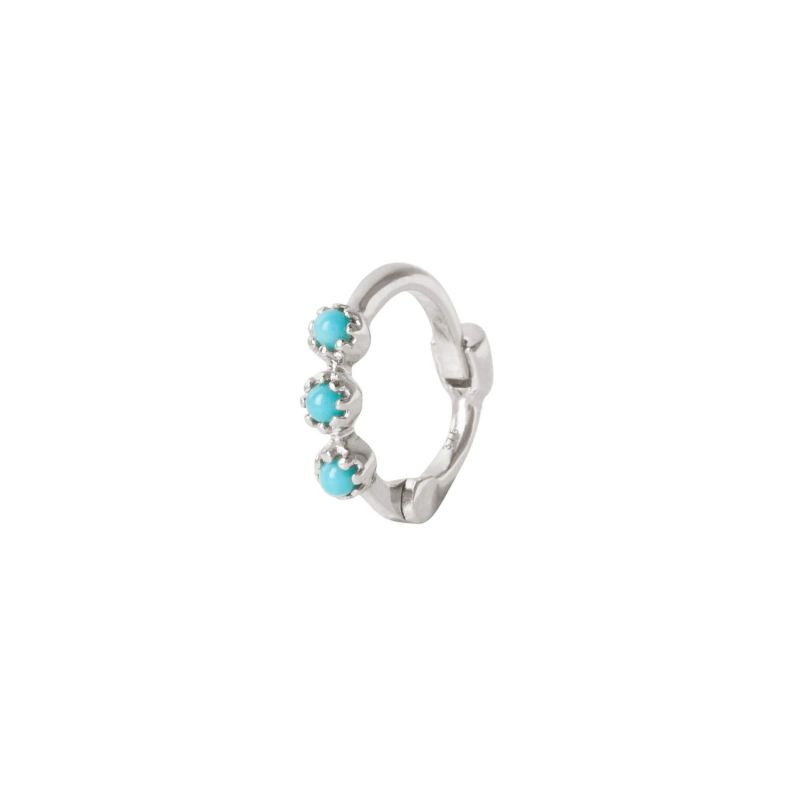 Mini Turquoise Trilogy Huggie Hoop Earring Sterling Silver image