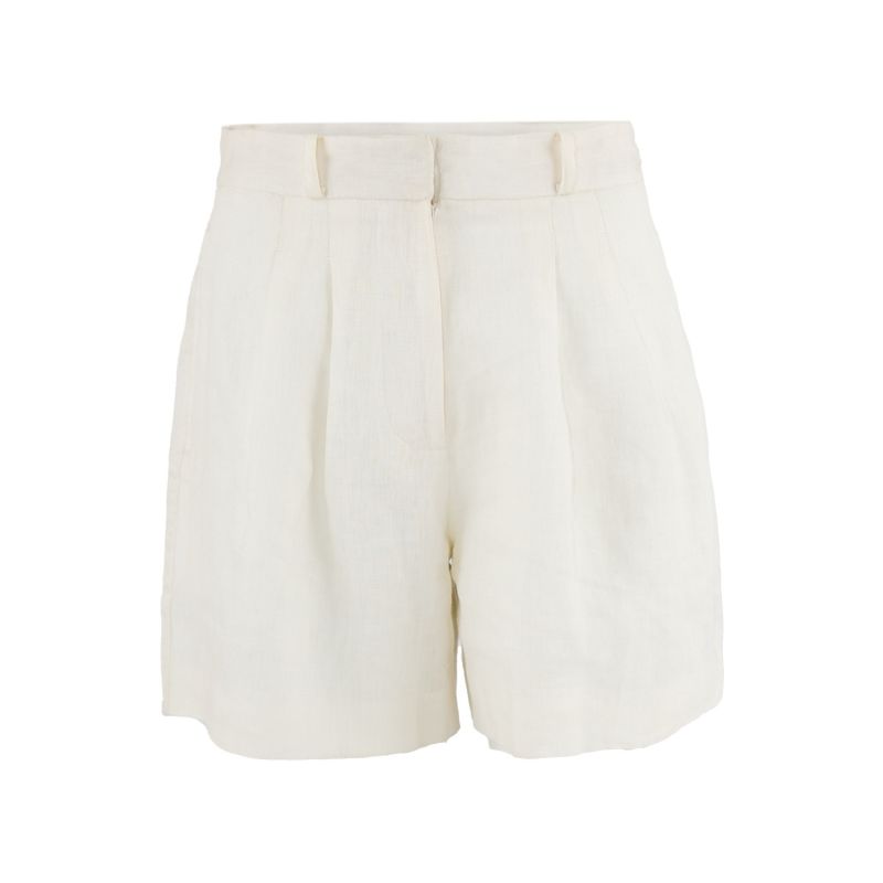 French Riviera Linen Mom Shorts In Porcelain White image