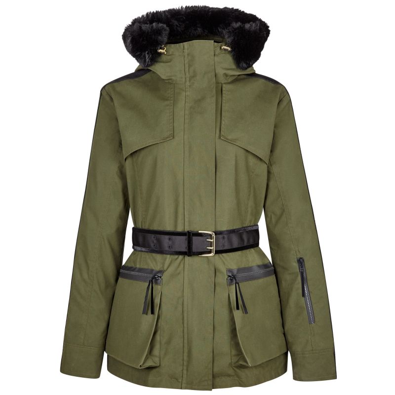 Amanda Wakeley 'Elements' Parka In Military Green With Faux Fur image