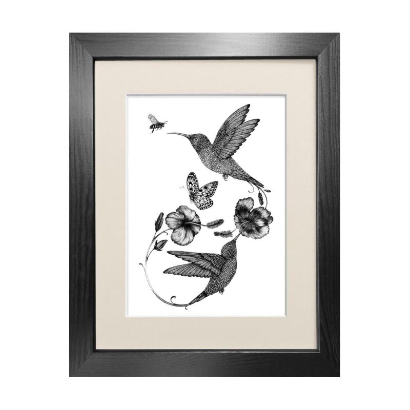 'Hummingbird & Hibiscus' - Fine Art Print A3 image