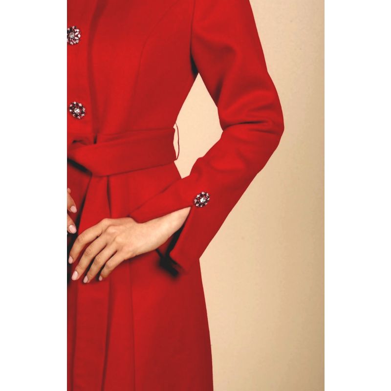 'Ingrid' 100% Cashmere & Wool Dress Coat In Rosso image