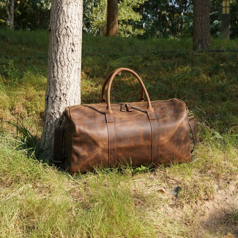 Genuine Leather Holdall - Light Brown image