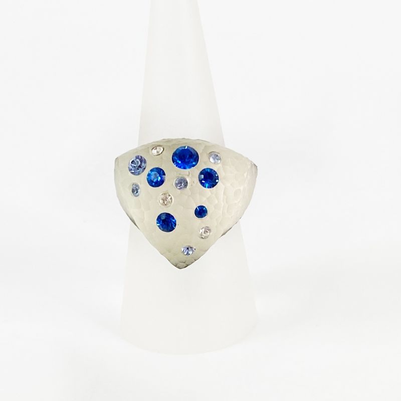 Triangle Shield Ring With Swarovski Crystals In White image