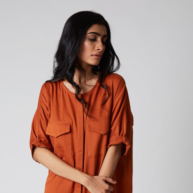 The Helin Shirt Dress In Apricot Buff image