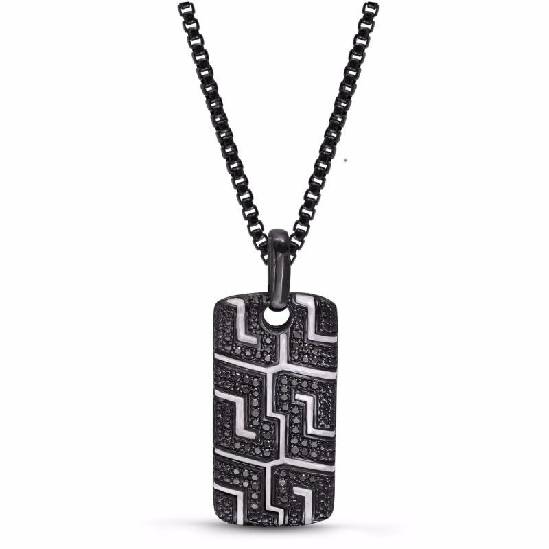 Pro Rider Black Rhodium Plated Sterling Silver Tire Tread Black Diamond Tag image