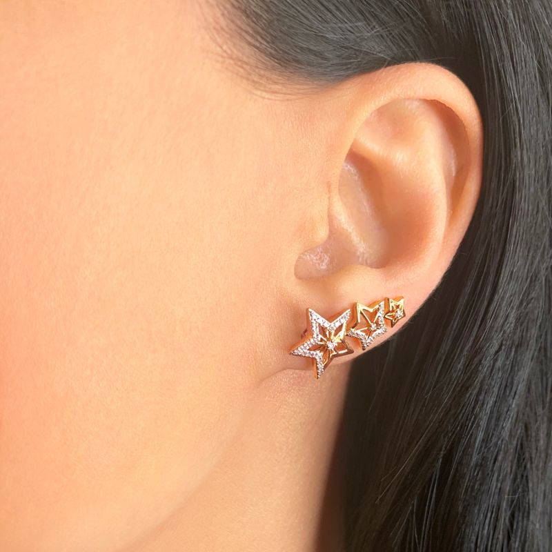 Starburst Ear Climbers In Sterling Silver image