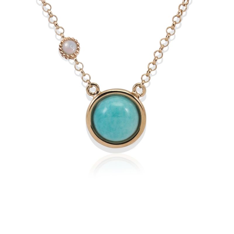 Satellite Rose Gold Vermeil Amazonite & Opal Necklace image