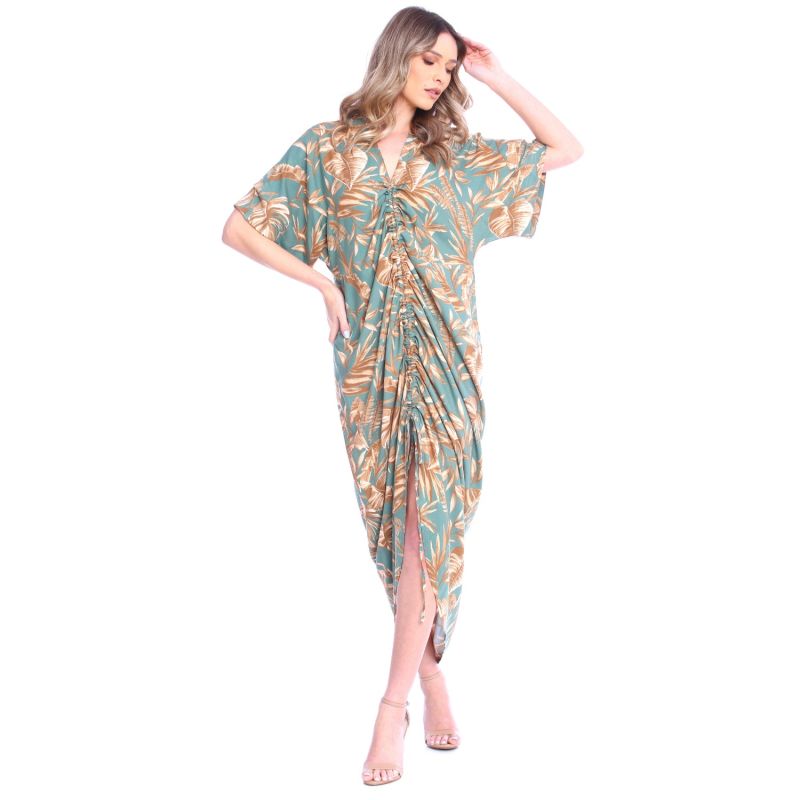 Kyoto Maxi Kimono Dress In Green image