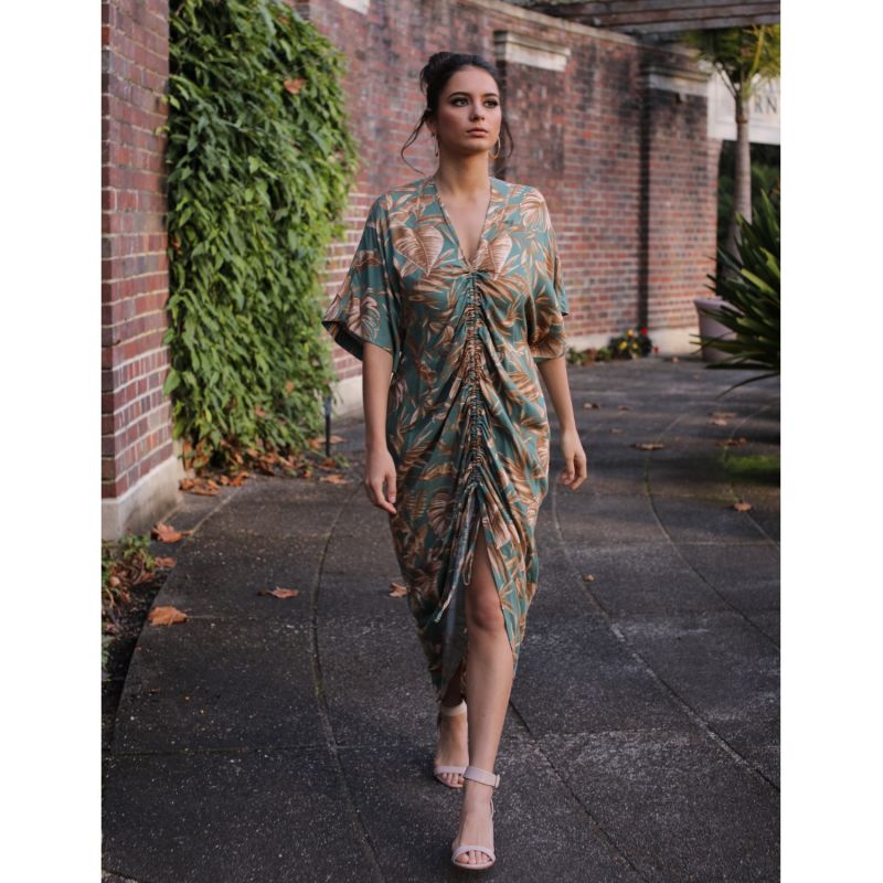 Kyoto Maxi Kimono Dress In Green image