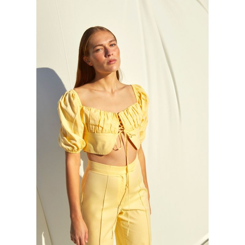 Grace Ruched Top In Yellow image