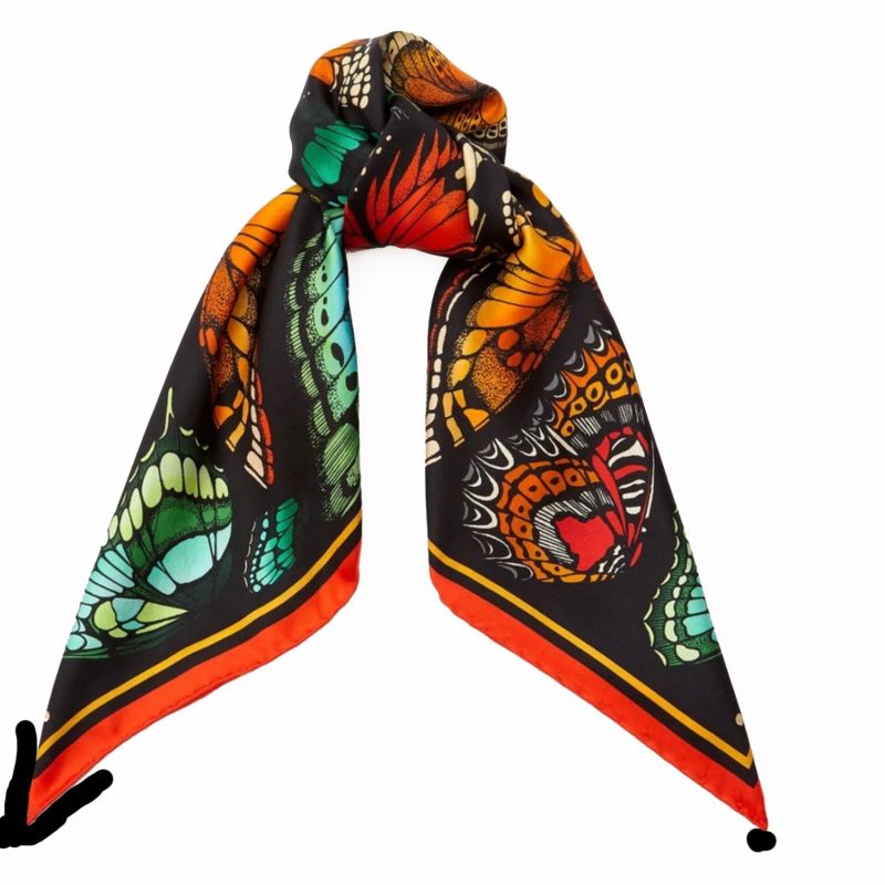 The Tropical Butterfly Silk Scarf - Orange image