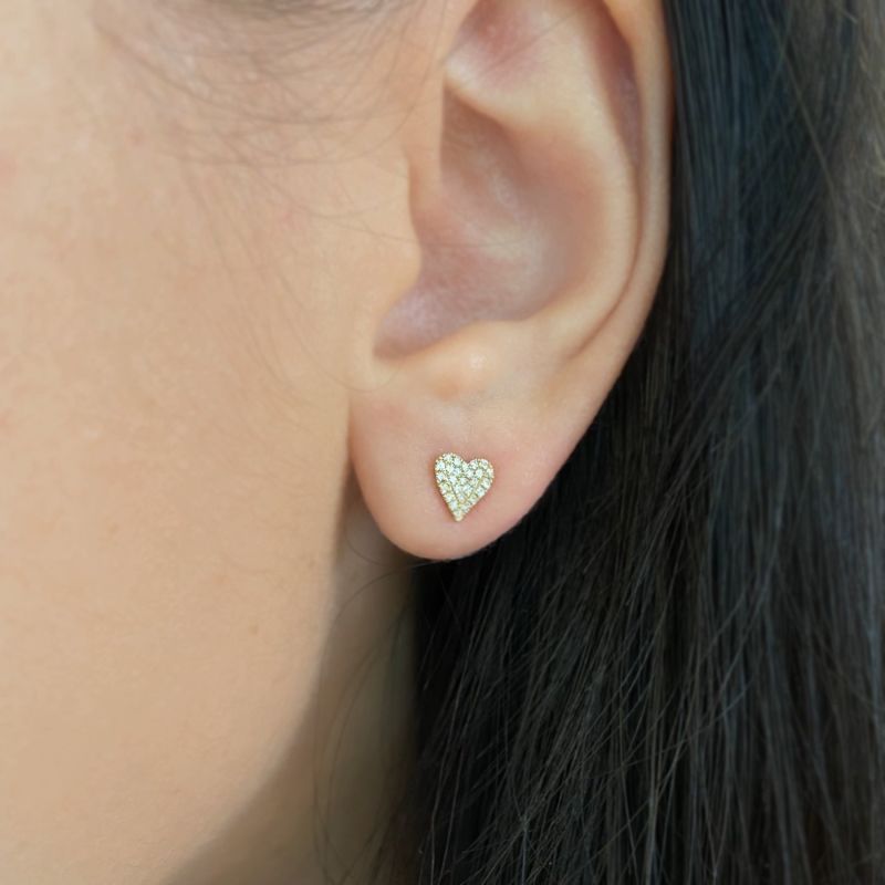 14K Rose Gold & Diamond Heart Earrings image