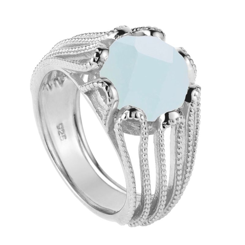 Silver Cocktail Ring With Aqua Chalcedony Alessia image