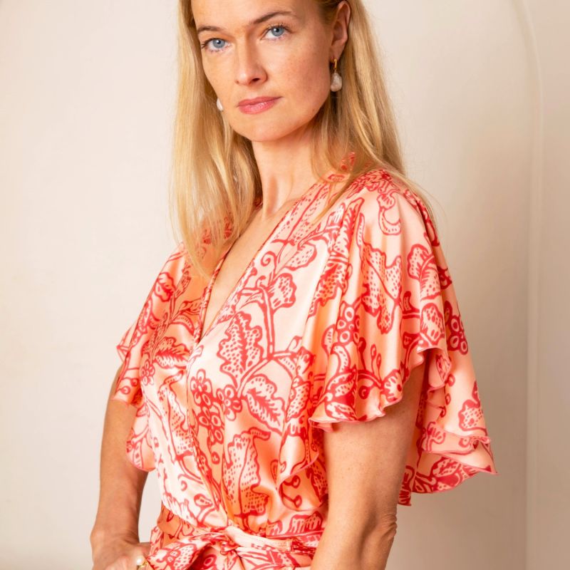 L'il Sista Short Sleeve Wrap Dress - Silk - Batik Pink image