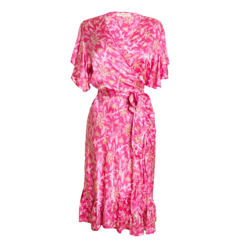 L'il Sista Short Sleeve Wrap Dress - Silk - Orchid Pink image