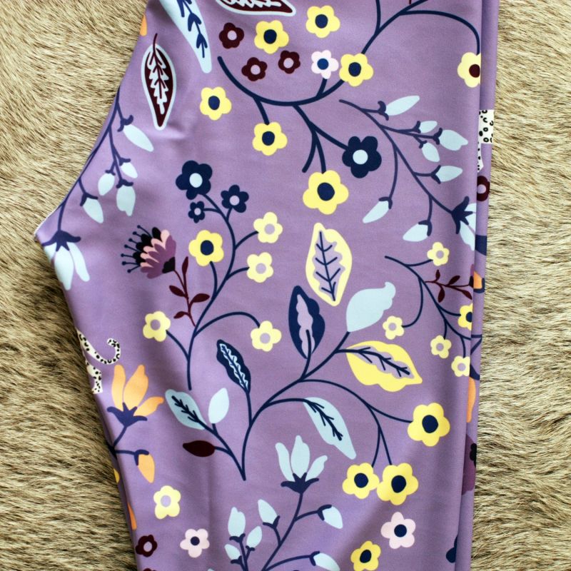 High Waist Yoga Leggings In Purple Garden image