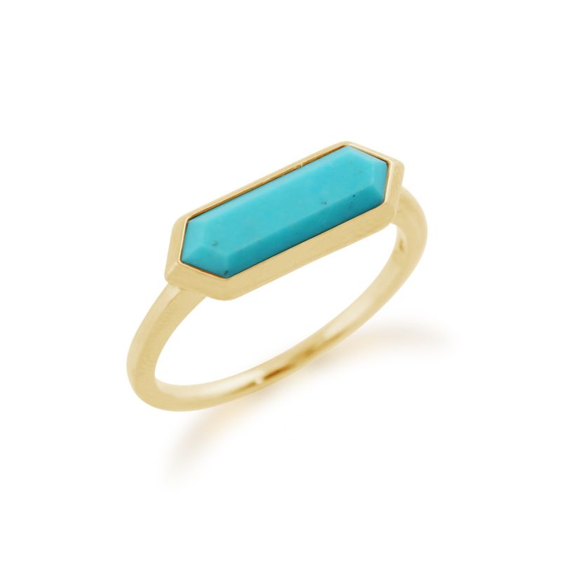 Turquoise Prism Ring In Gold Plated Silver image