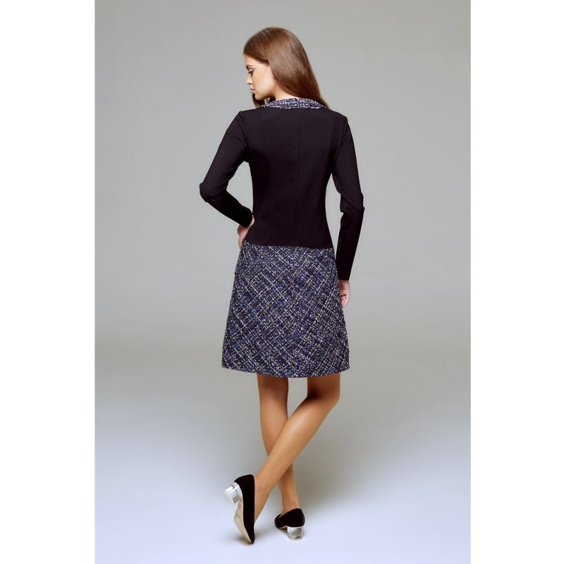 Beatrice Jersey Dress With Blue Tweed Skirt image