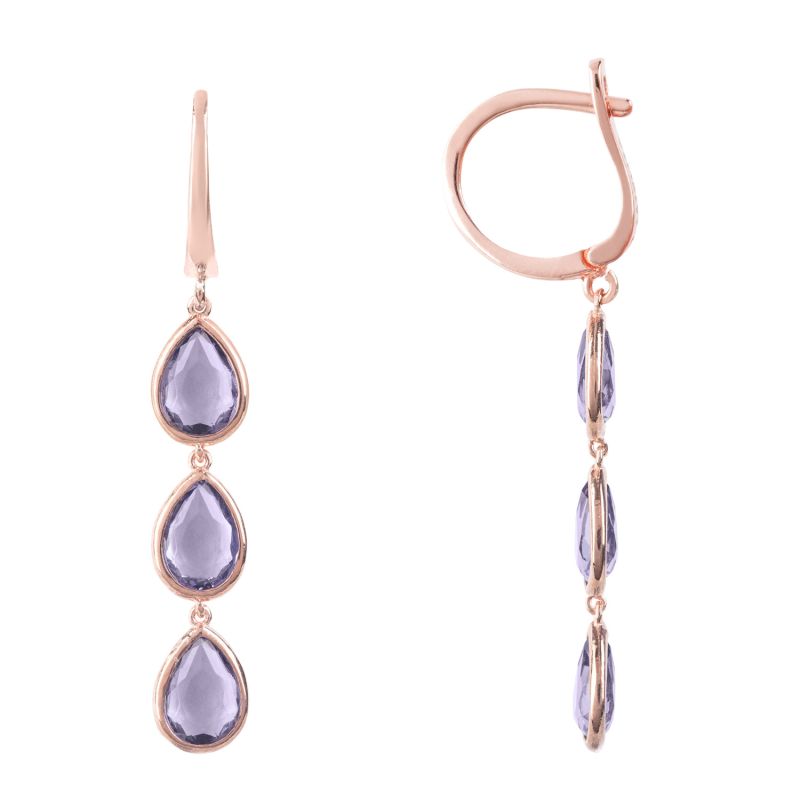 Sorrento Triple Drop Earrings Rosegold Amethyst image