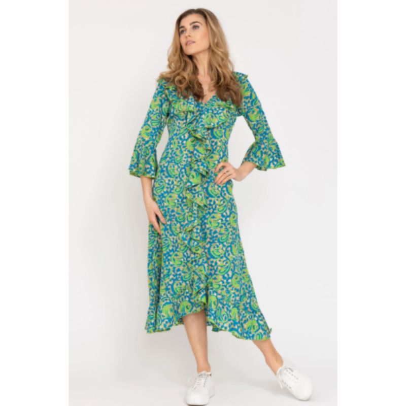 Felicity Midi Dress Turquoise & Lime image