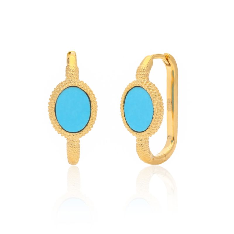 Kora Gold Link Hoops - Turquoise image