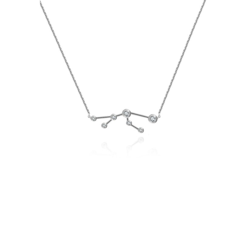 Taurus Zodiac Constellation Necklace 18K White Gold & Diamond image