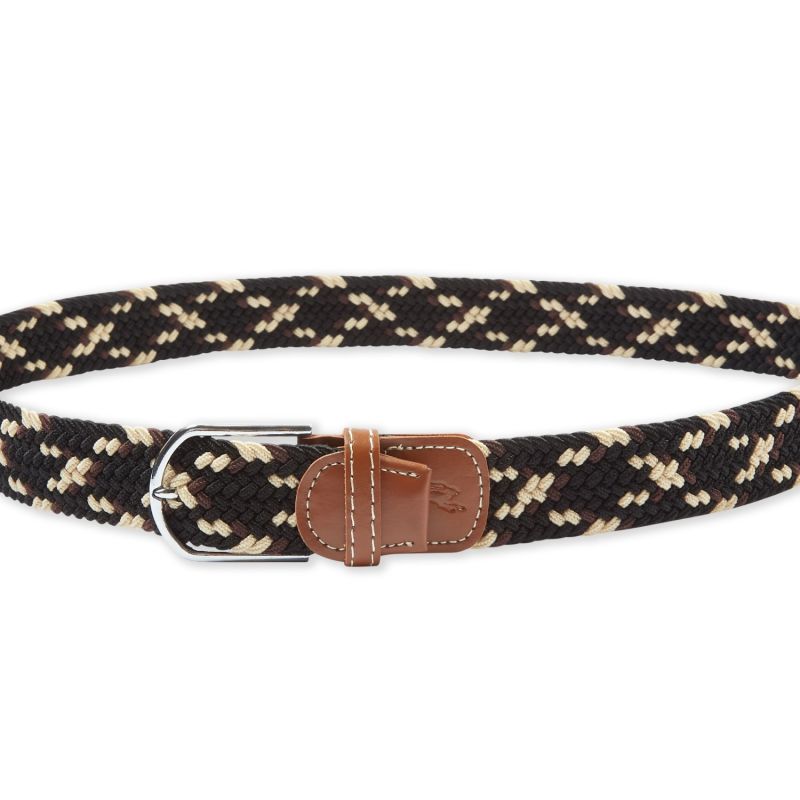 One Size Woven Cotton Belt - Black, Brown & Ecru image