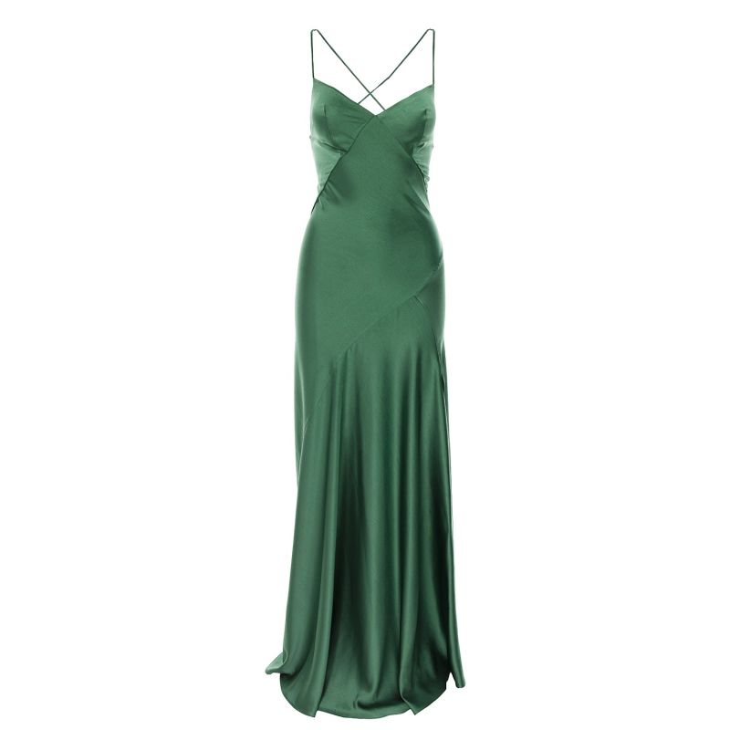 Provence Satin Maxi Khaki Dress image