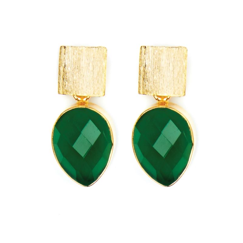 Green Onyx Teardrop Earrings image