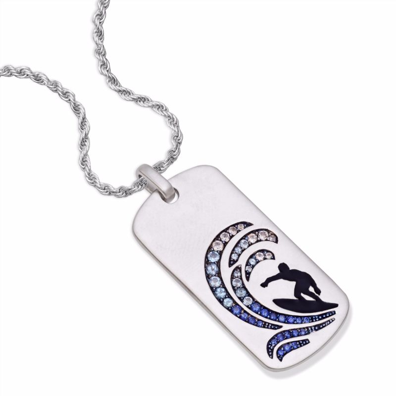 Surfer Paradise Sterling Silver Blue Sapphire & Topaz Stone Tag image