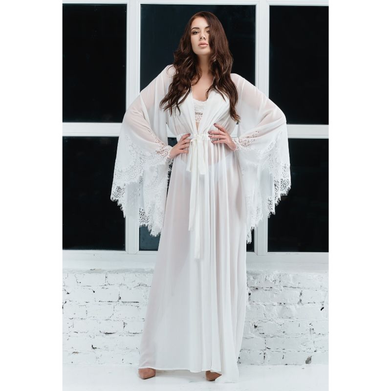 Sabina White Sheer Chiffon Robe KÂfemme Wolf And Badger 