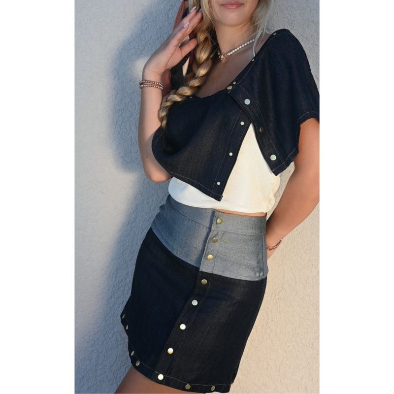 Gia Multi-Length Denim Skirt image