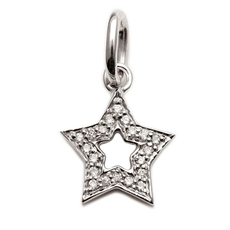 Diamond Studded Super Star Pendant In White Gold image