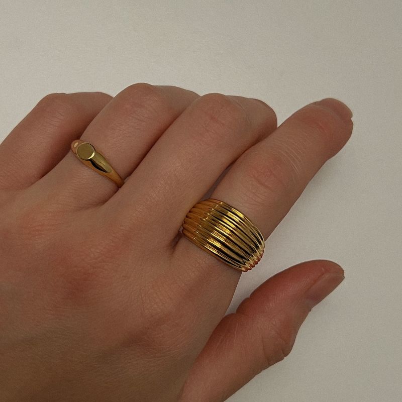 Petite Round Gold Pinky Signet Ring image