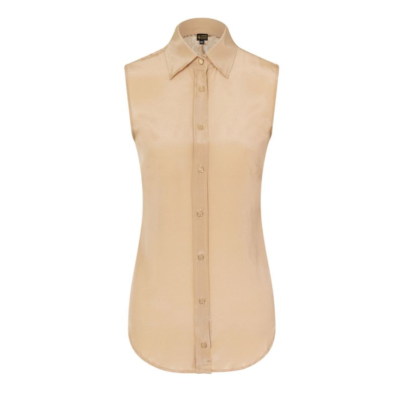 Lace Back Top Beige image