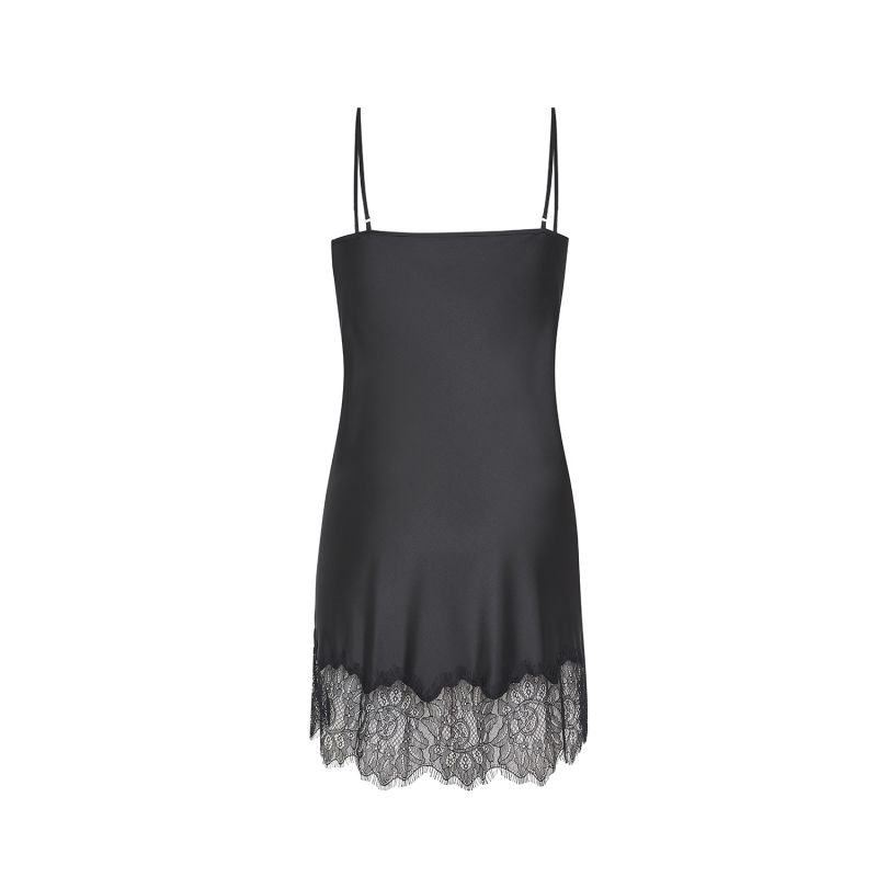 Lace Detailed Mini Dress - Black image