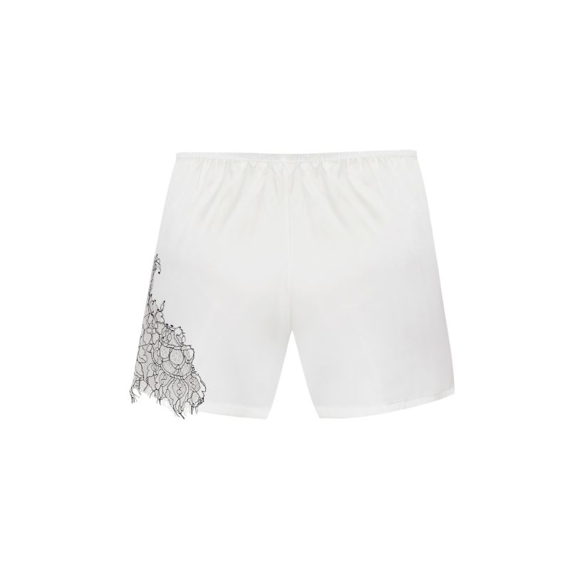 Lace Detailed Mini Shorts - White image