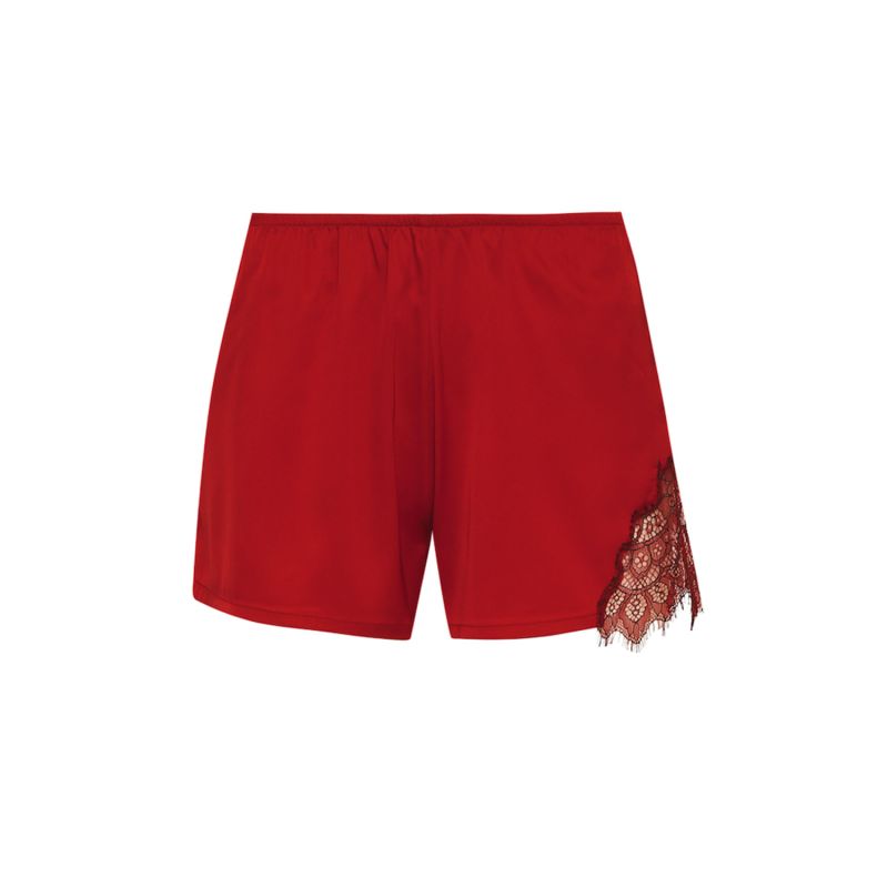 Lace Detailed Mini Shorts - Red image