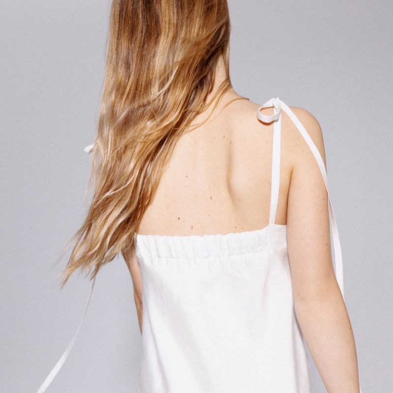 Lace Trimmed Linen Maxi Dress White image