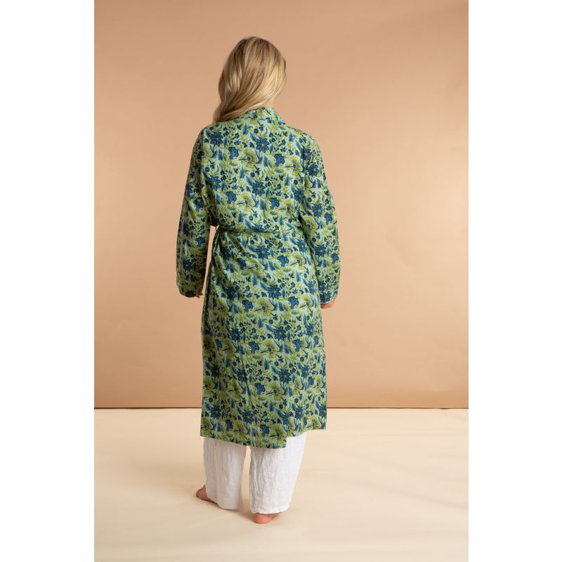 Ladies Indian Cotton Robe - Lime Patchouli image